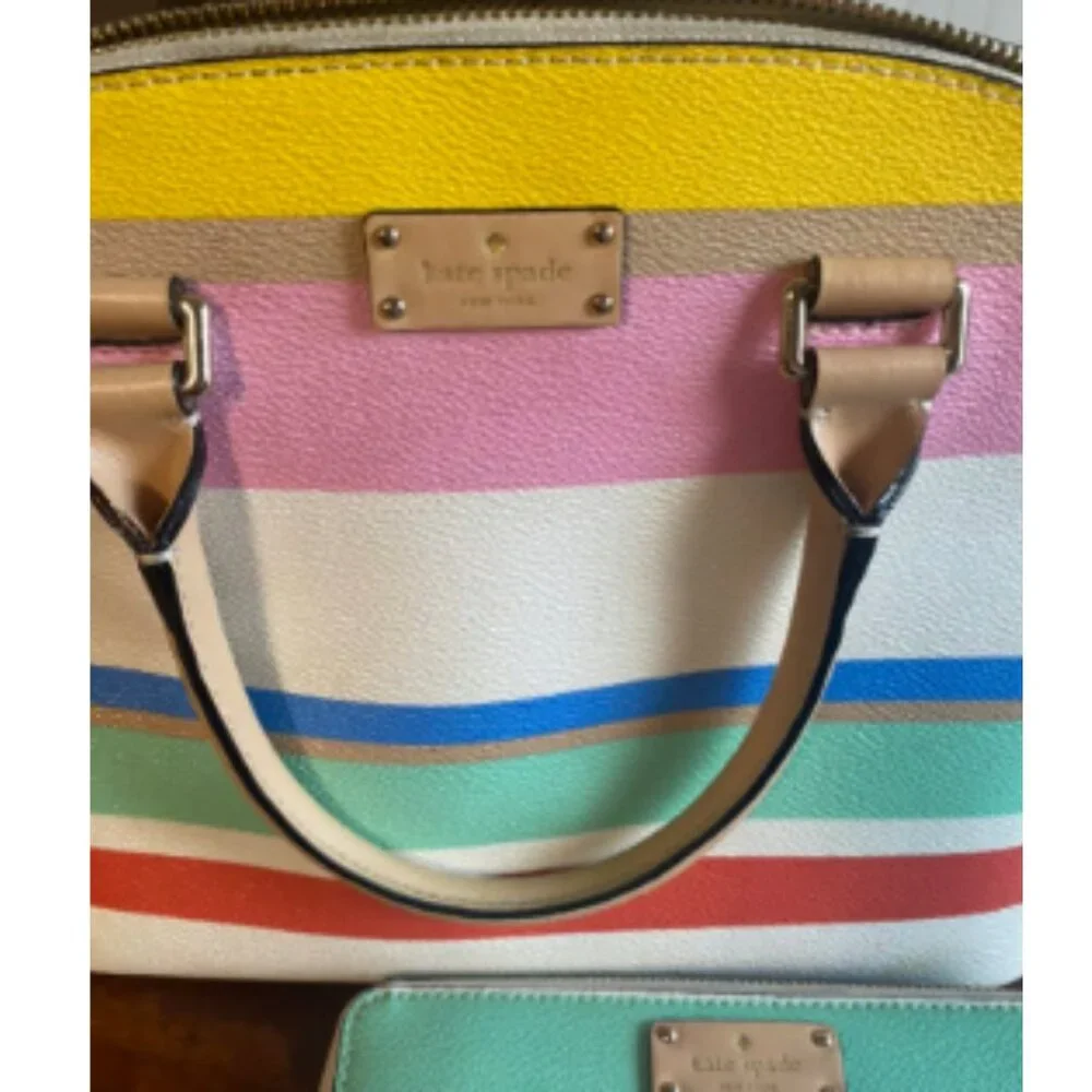 RARE Vintage Kate Spade Multi Color Crossbody Satchel & Wallet EUC - Picture 2 of 9